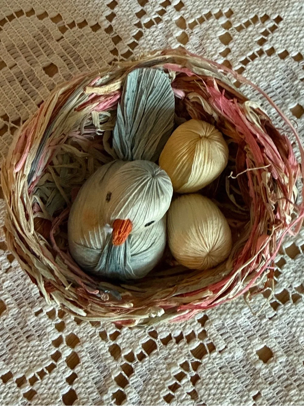 Vintage Raffia Bird Nest Trinket Shelf|Curio Shelf Miniature Small Collectible